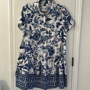 Blue and white dress